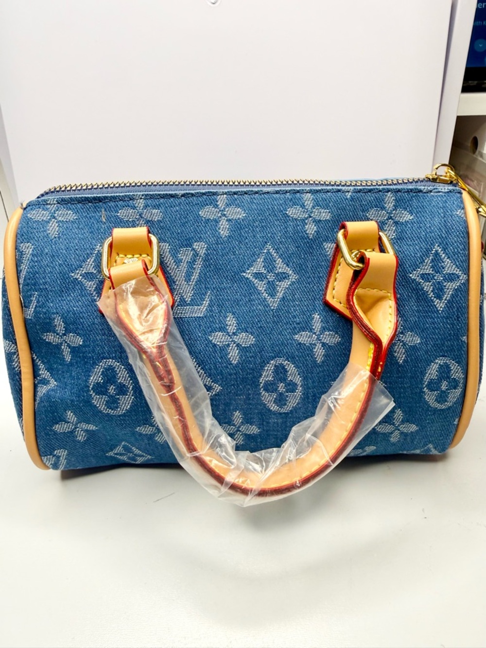 Fashion Blue Denim Monogram Speedy Bandoulière Mini Bag